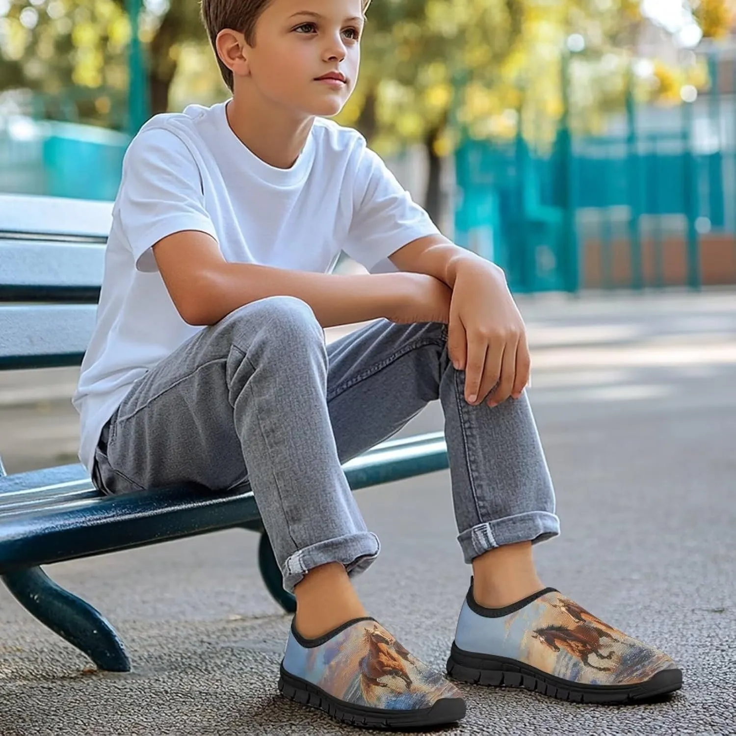 Doojoayie Boys Slip On Sneakers Breathable for Active Child Summer Sport Shoes