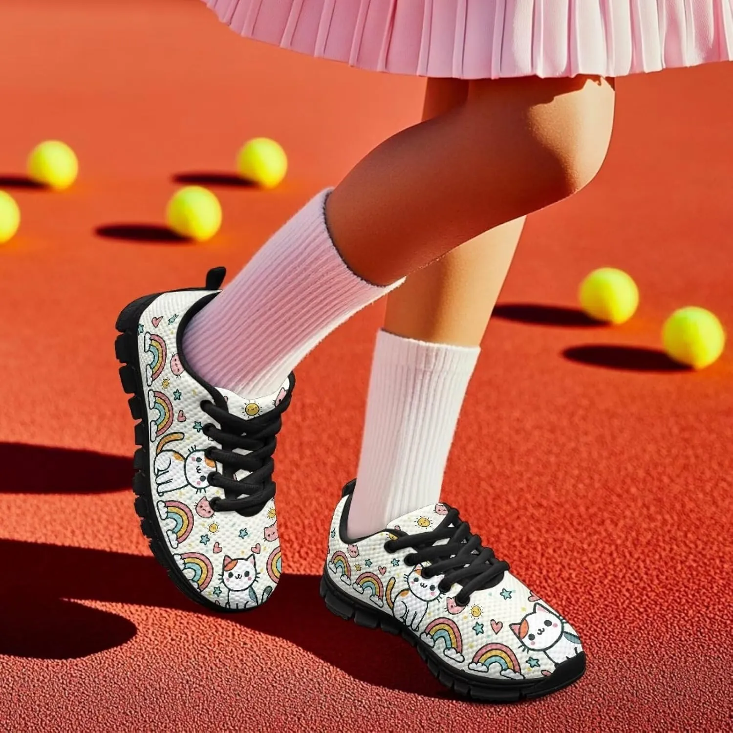 Doojoayie Cute Shoes for Girls Non-Slip Running Sneakers for Daily Causal