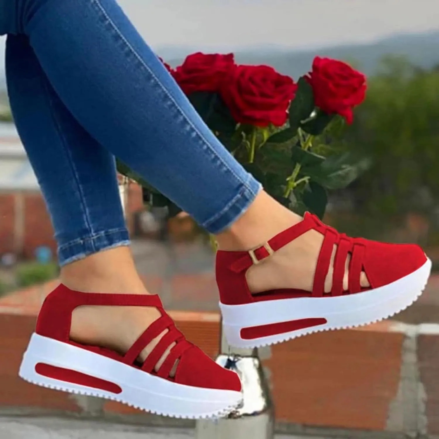 Eduavar Sandalias para Mujer, Orthopedic Sandals for Women Closed Toe Sandals Plarform Sandals with Back Strap