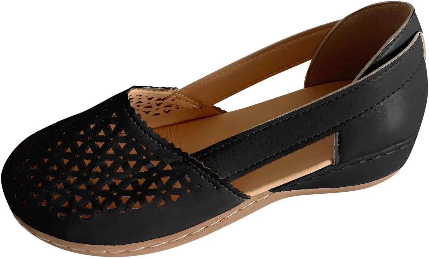 Eduavar Sandalias para Mujer, Sandals for Women Dressy Mule Hollow Out Slip On Shoes Orthotic Wedge Sandals