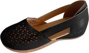 Eduavar Sandalias para Mujer, Sandals for Women Dressy Mule Hollow Out Slip On Shoes Orthotic Wedge Sandals