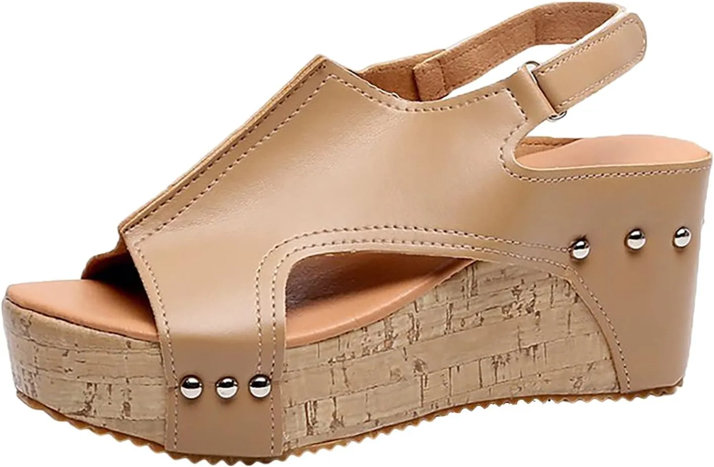 Eduavar Sandalias para Mujer, Women Sandals Dressy Leather Wedge Platform Sandals Open Toe Sandals Shoes