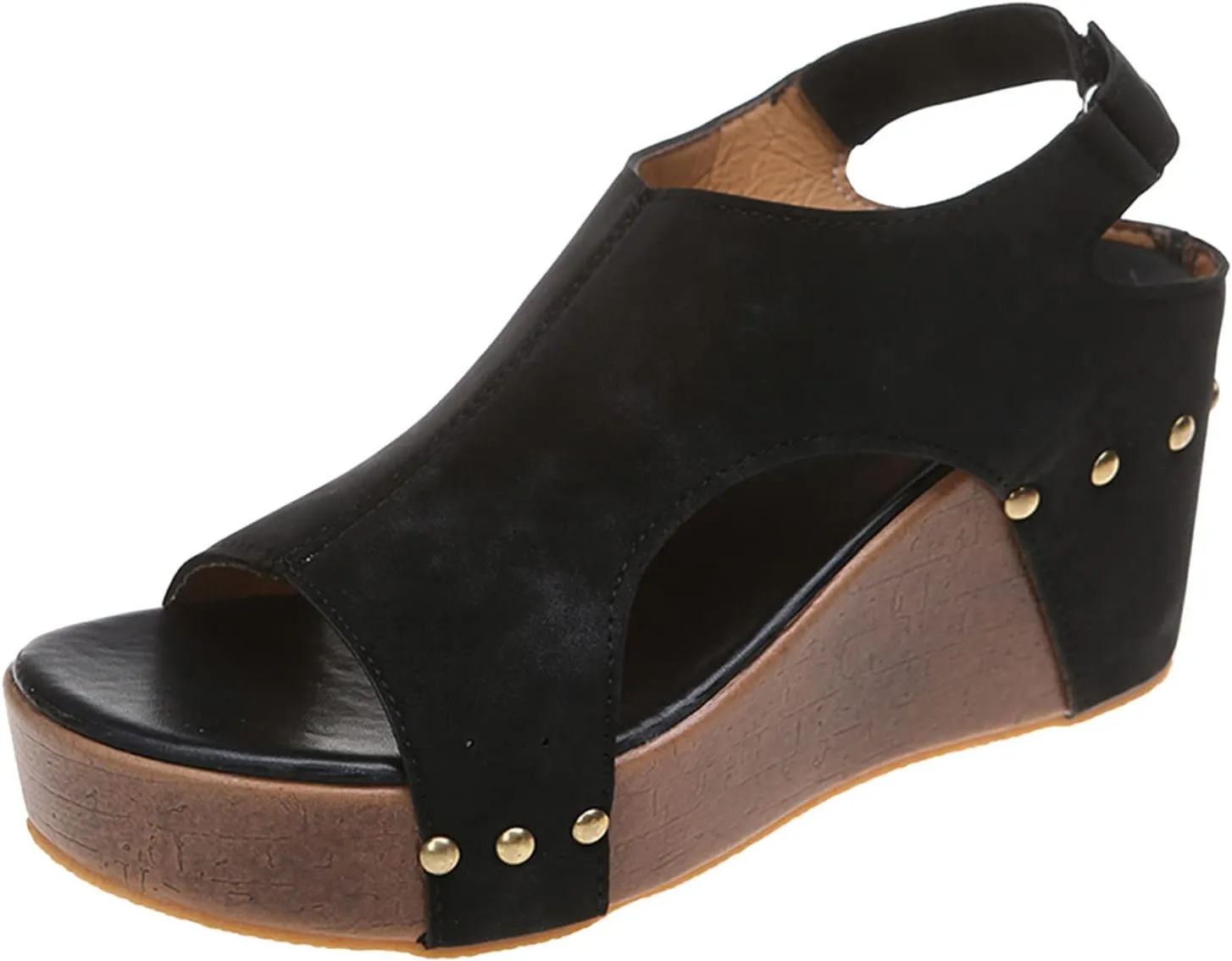 Eduavar Sandalias para Mujer, Women Sandals Dressy Leather Wedge Platform Sandals Open Toe Sandals Shoes
