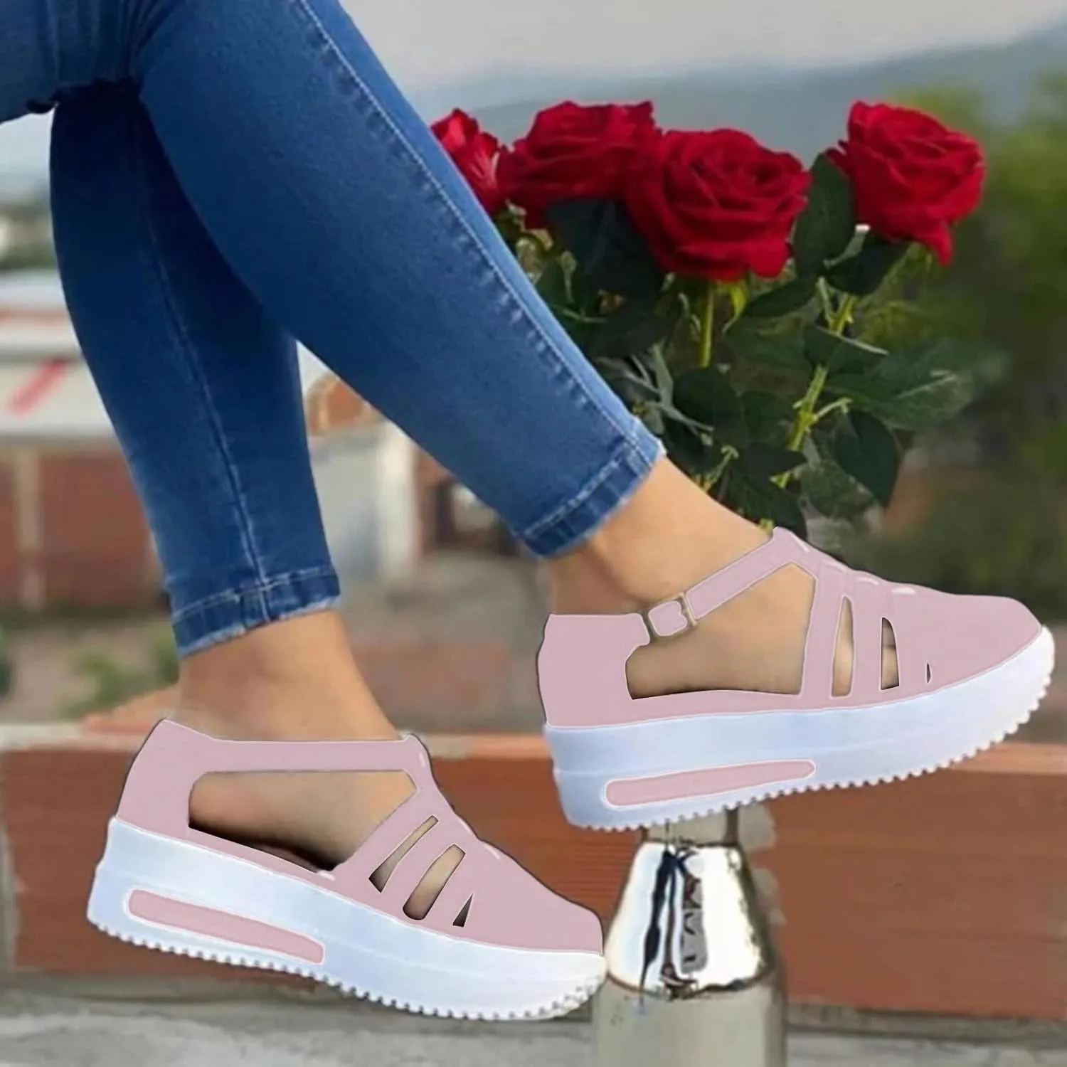 Eduavar Sandals for Women Casual, Sandals Women Summer Beach Sandals Black Sandals Flat Slippers Ring Toe Sandals