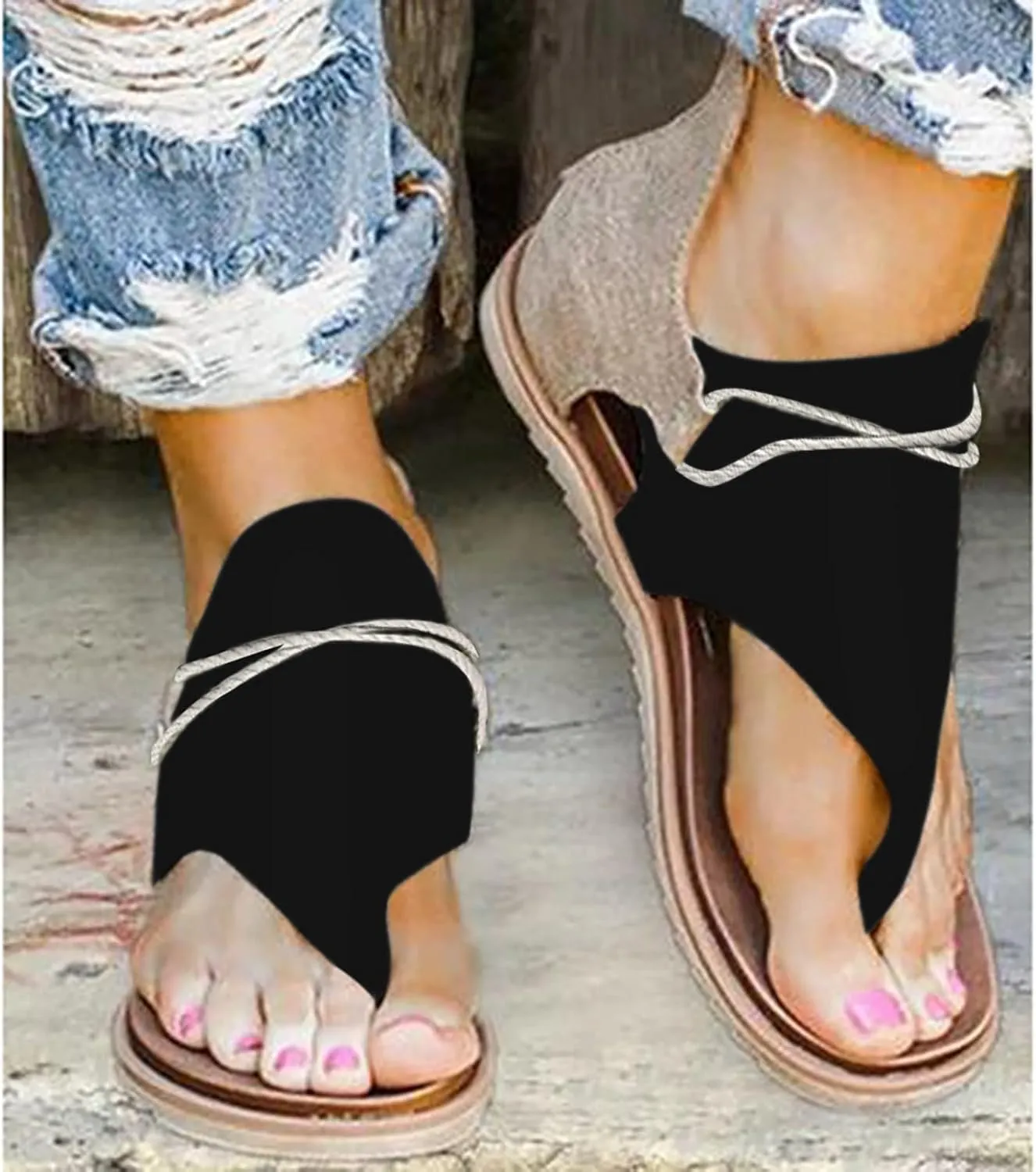 Eduavar Sandals for Women Casual Summer, Flat Sandals for Women Summer Beach Sandals Comfortable Open Toe Flip Flops Sandals