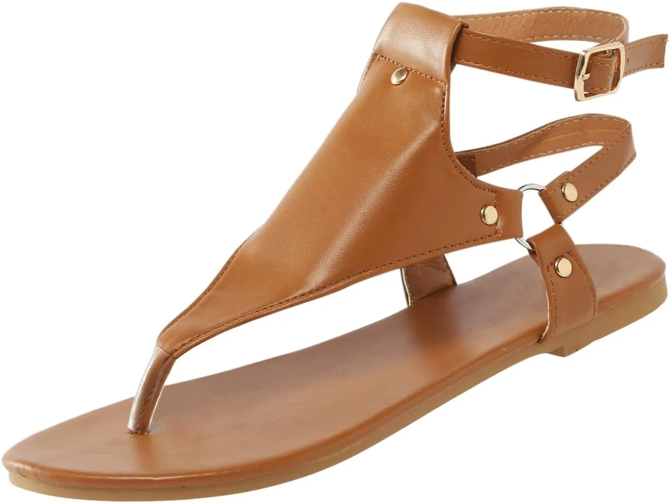 Eduavar Sandals for Women Dressy Summer, Flat Sandals for Women Summer Beach Open Toe Flip Flops Sandals with Buckle Strap