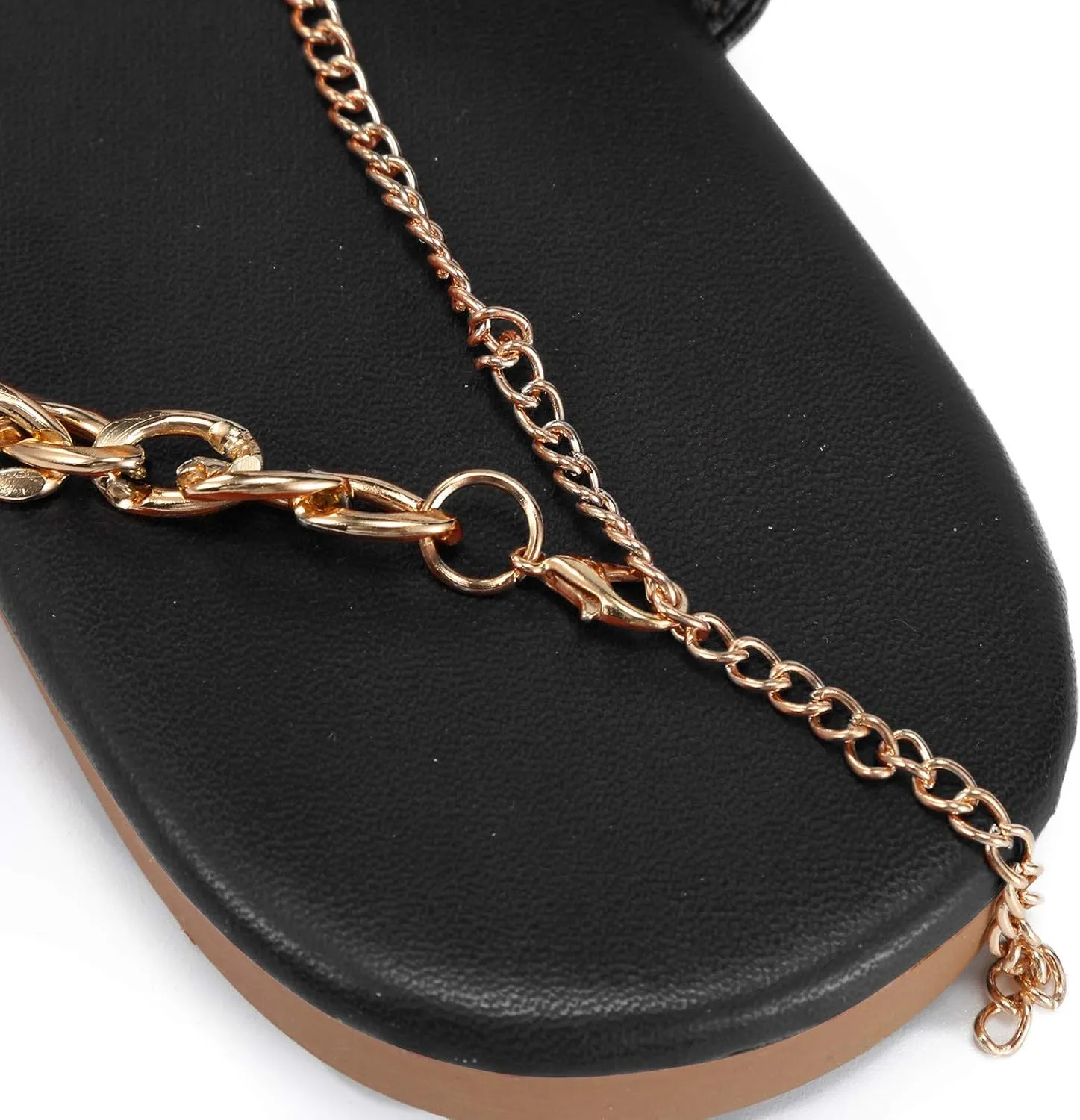 Eduavar Sandals for Women Dressy Summer, Womens Sandals Dressy Summer Beach Sandals Metal Chain Flat Sandals Comfy Sandals