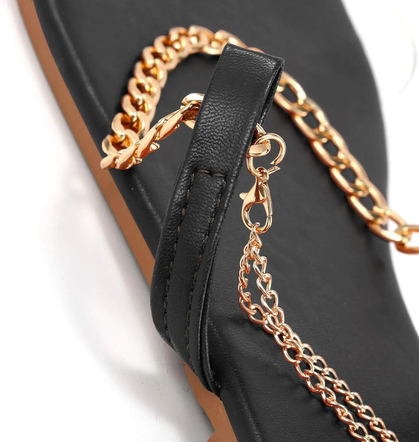 Eduavar Sandals for Women Dressy Summer, Womens Sandals Dressy Summer Beach Sandals Metal Chain Flat Sandals Comfy Sandals