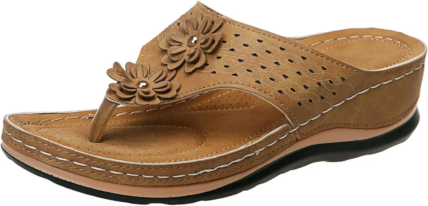 Eduavar Wedge Sandals for Women, Womens Sandals Dressy Summer Breathable Flip Flops Summer Beach Sandals Slippers