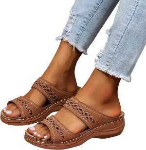 Eduavar Womens Platform Sandals,Summer Sandals Comfortable Beach Travel Sandals Stylish Slip On Sandals Open Toe Sandals
