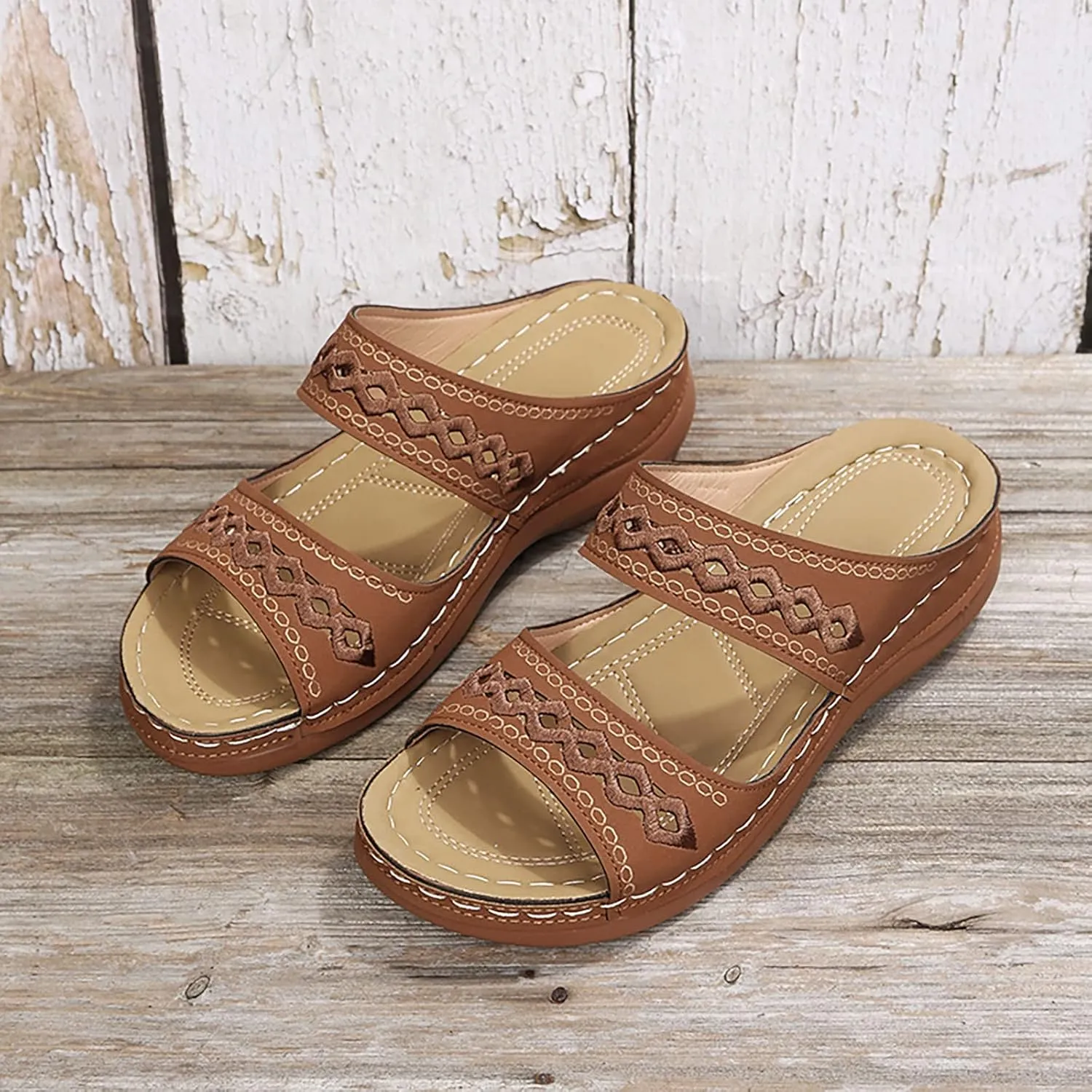 Eduavar Womens Platform Sandals,Summer Sandals Comfortable Beach Travel Sandals Stylish Slip On Sandals Open Toe Sandals
