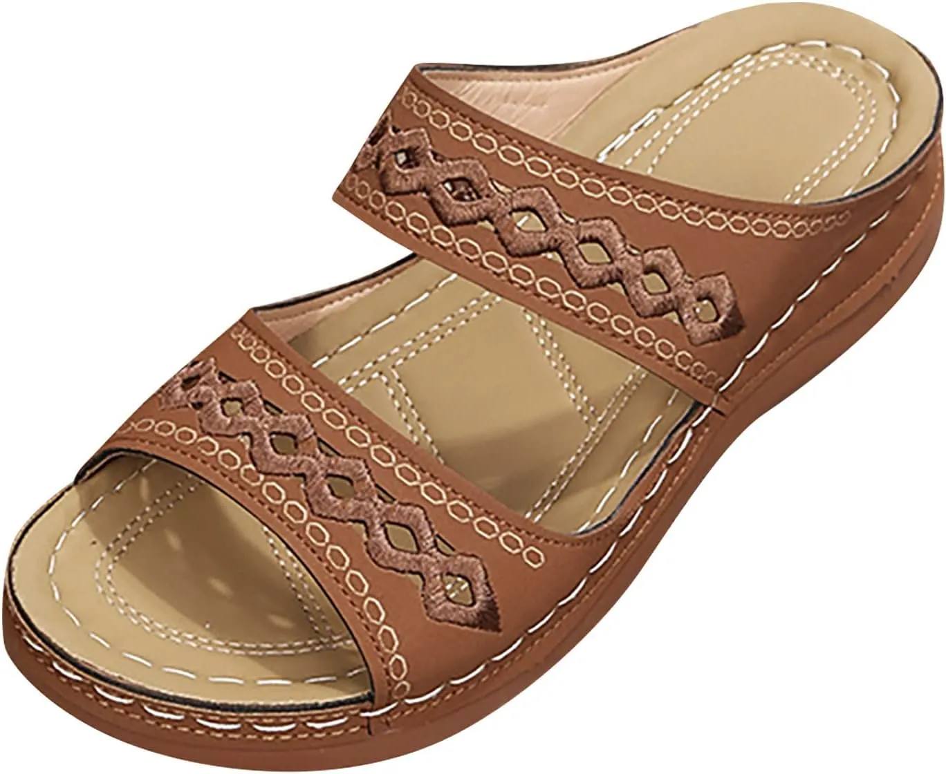 Eduavar Womens Platform Sandals,Summer Sandals Comfortable Beach Travel Sandals Stylish Slip On Sandals Open Toe Sandals