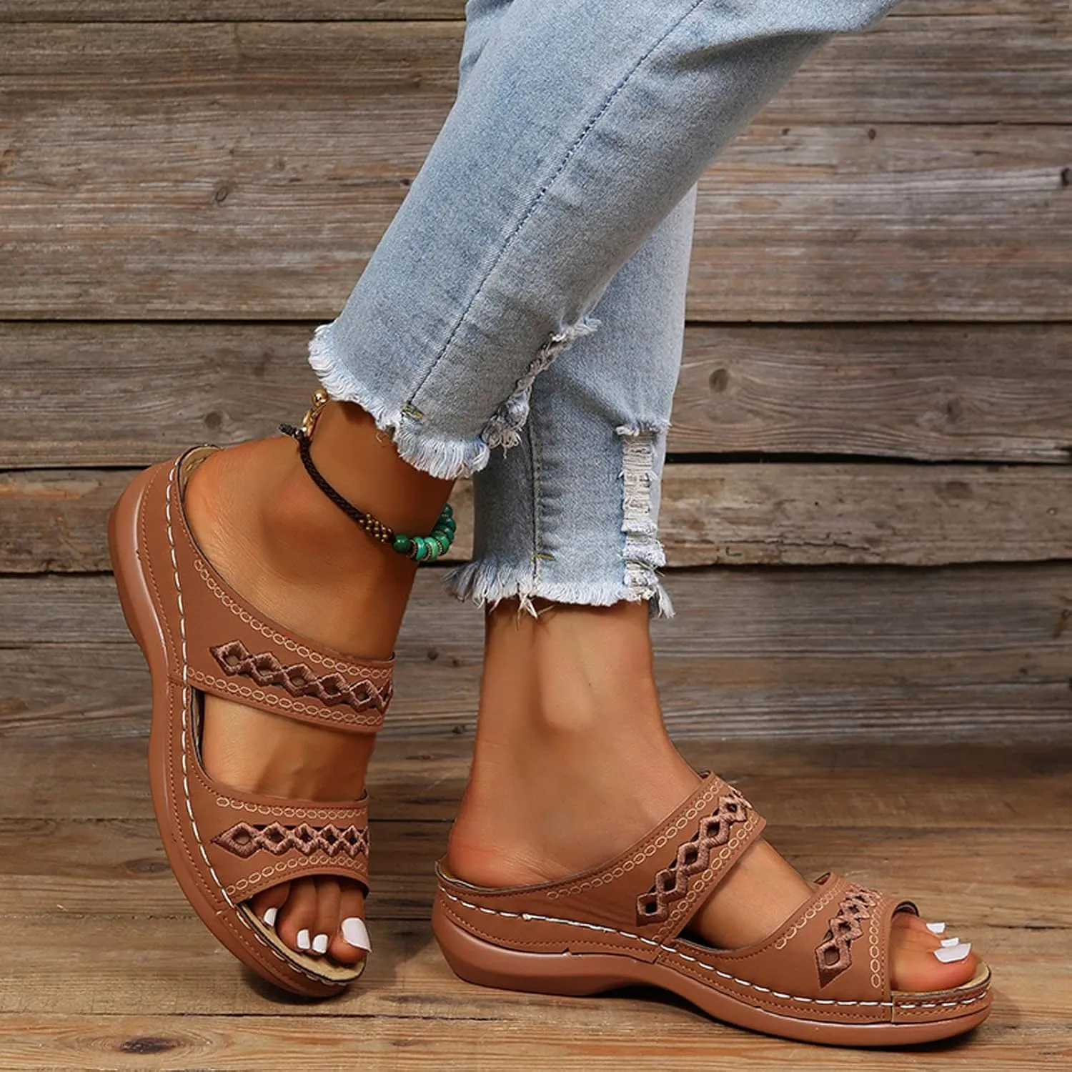 Eduavar Womens Platform Sandals,Summer Sandals Comfortable Beach Travel Sandals Stylish Slip On Sandals Open Toe Sandals