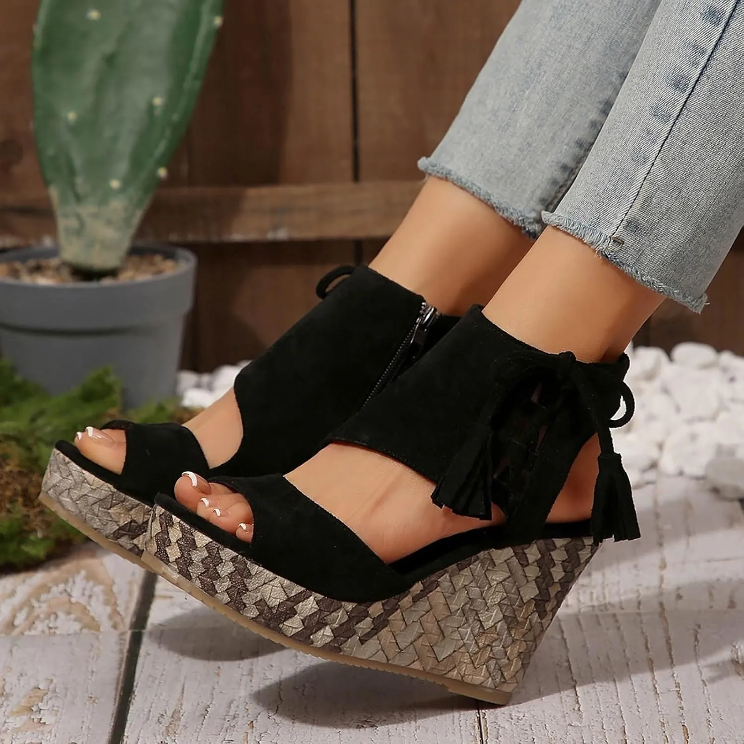 Eduavar Womens Wedge Sandals, Orthopedic Sandals for Women Sandals Open Toe Wedge Platform Sandal with Back Strap