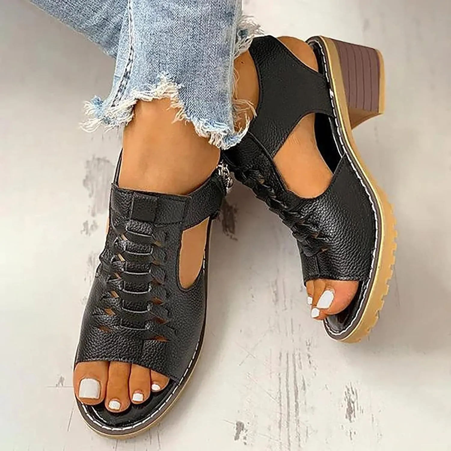 Eduavar Womens Wedge Sandals, Orthopedic Sandals for Women Sandals Open Toe Wedge Platform Sandal with Back Strap