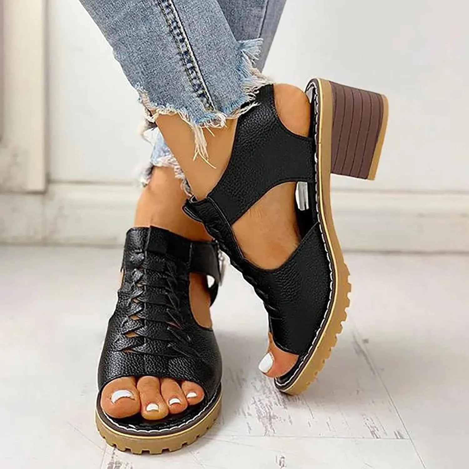Eduavar Womens Wedge Sandals, Orthopedic Sandals for Women Sandals Open Toe Wedge Platform Sandal with Back Strap
