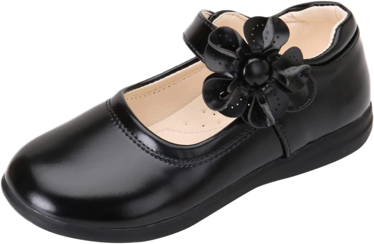 EnJoCho Baby Cute Girls Dress Shoes Shoes for Girls Comfortable PU Flats School Shoes for Mary Jane (Black-a#wer, 10.5-11 Years)