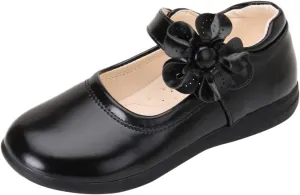 EnJoCho Baby Cute Girls Dress Shoes Shoes for Girls Comfortable PU Flats School Shoes for Mary Jane (Black-a#wer, 10.5-11 Years)