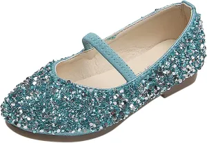 EnJoCho Baby Cute Girls Dress Shoes Shoes for Girls Comfortable PU Flats School Shoes for Mary Jane (Blue-b#wer, 10-10.5 Years)