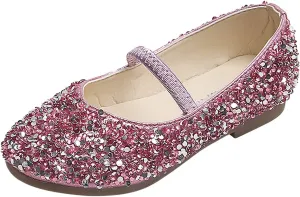 EnJoCho Baby Cute Girls Dress Shoes Shoes for Girls Comfortable PU Flats School Shoes for Mary Jane (Pink-b#wer, 10-10.5 Years)