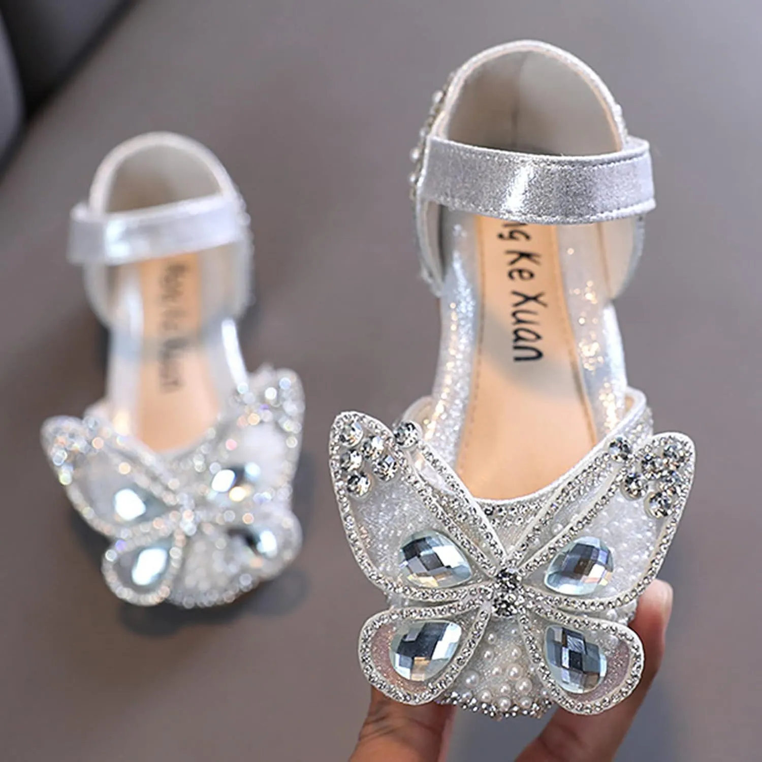 EnJoCho Baby Solid Color Shoes Fashion Spring Summer Girls Dress Dance Show Princess Shoes Pearl Rhinestone Mesh Sandals