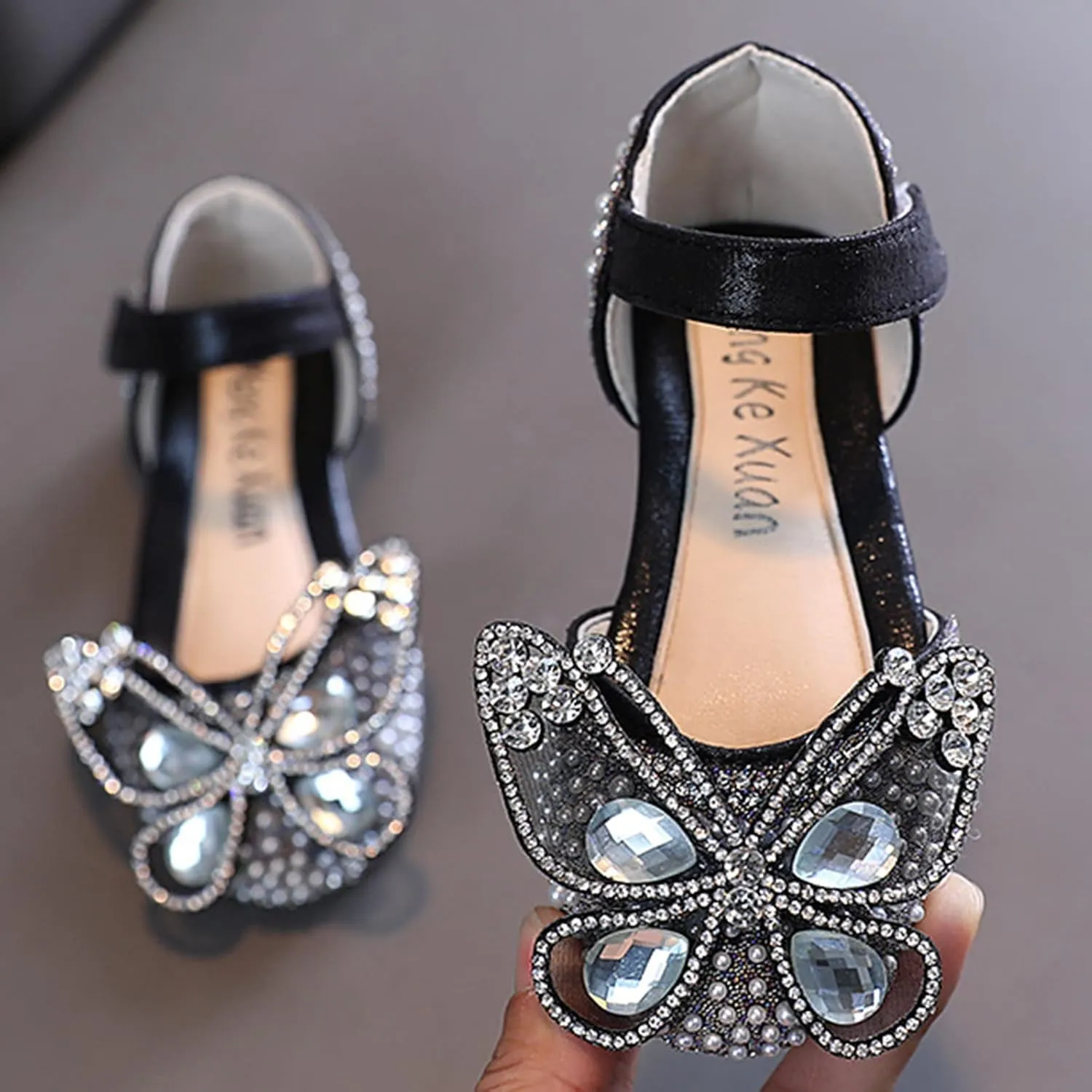 EnJoCho Baby Solid Color Shoes Fashion Spring Summer Girls Dress Dance Show Princess Shoes Pearl Rhinestone Mesh Sandals