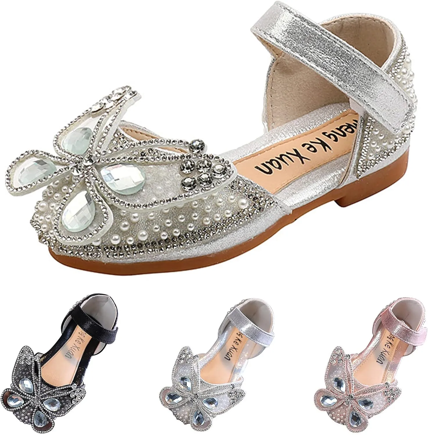 EnJoCho Baby Solid Color Shoes Fashion Spring Summer Girls Dress Dance Show Princess Shoes Pearl Rhinestone Mesh Sandals