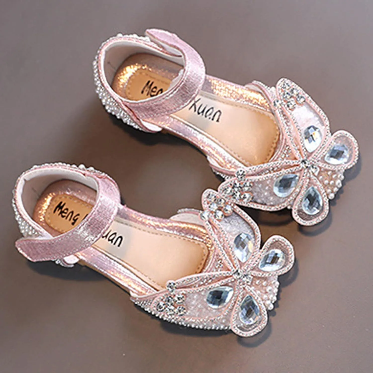 EnJoCho Baby Solid Color Shoes Fashion Spring Summer Girls Dress Dance Show Princess Shoes Pearl Rhinestone Mesh Sandals