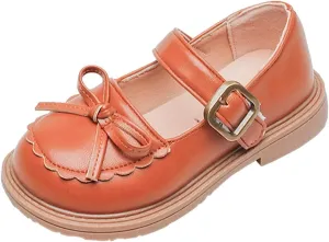 EnJoCho Girls Fashion Shoes Girls Leather Bow Design Soft Round Toe Princess Dress Flat Shoes(Toddler/Little Kid/Big Kids