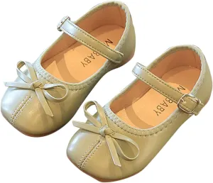 EnJoCho Girls Tennis Shoes Summer and Autumn Girls Boots Cute Flat Solid Color Bow Buckle Casual and Comfortable (Green, 21)