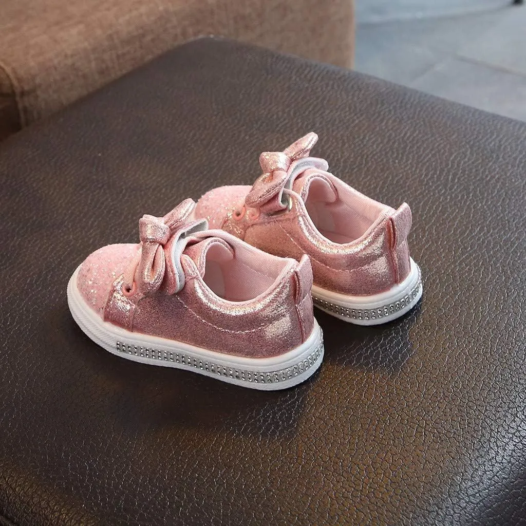 EnJoCho Running Shoes for Girls Crystal Sport Sneakers Sequins Run Boys Bowknot Baby Girls Bling Children Shoes Baby