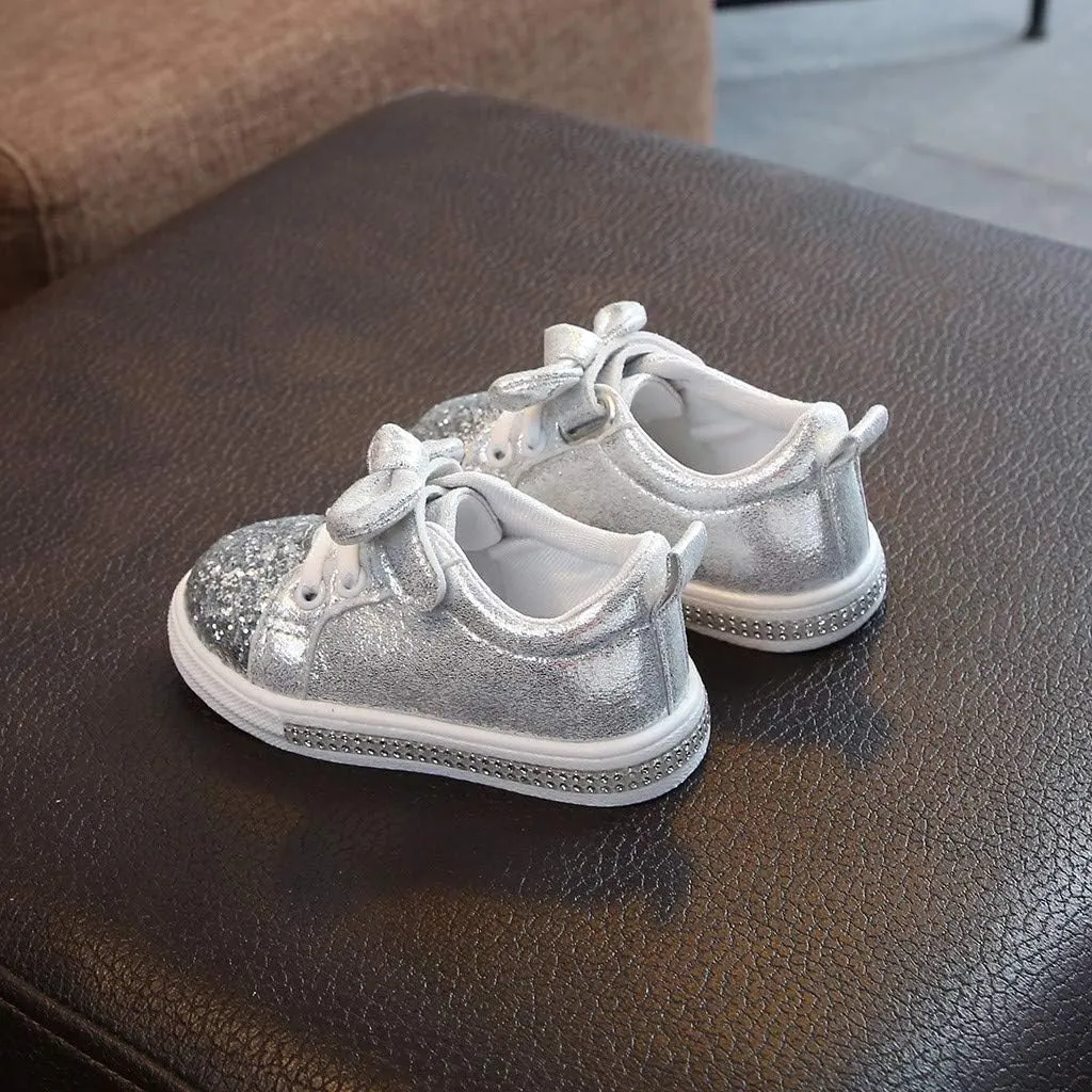 EnJoCho Running Shoes for Girls Crystal Sport Sneakers Sequins Run Boys Bowknot Baby Girls Bling Children Shoes Baby