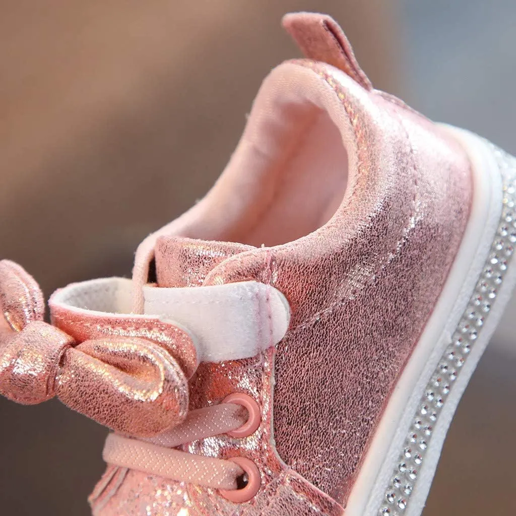EnJoCho Running Shoes for Girls Crystal Sport Sneakers Sequins Run Boys Bowknot Baby Girls Bling Children Shoes Baby