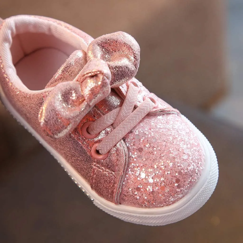 EnJoCho Running Shoes for Girls Crystal Sport Sneakers Sequins Run Boys Bowknot Baby Girls Bling Children Shoes Baby
