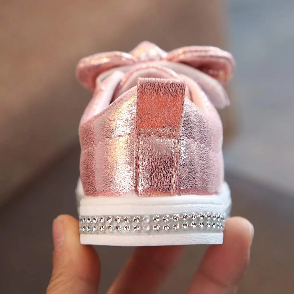 EnJoCho Running Shoes for Girls Crystal Sport Sneakers Sequins Run Boys Bowknot Baby Girls Bling Children Shoes Baby