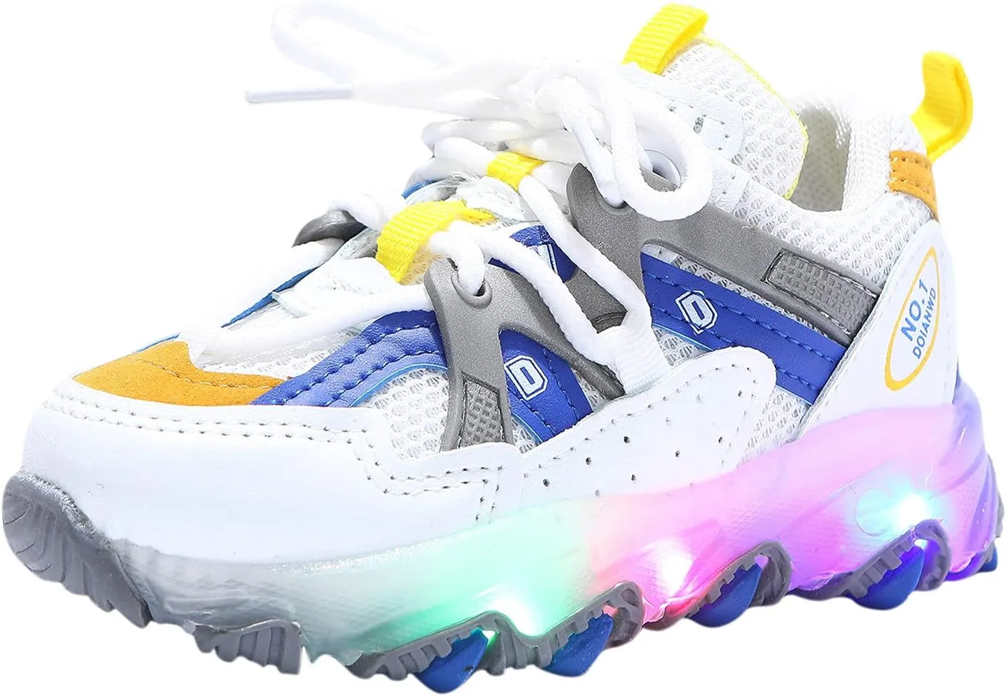 EnJoCho Toddler Girls Light Up Shoes Sneakers 1-7Years Baby Boys Letter Led Light Luminous Running Sport Boots Shoes (Blue-02#A, 5.5-6Years)