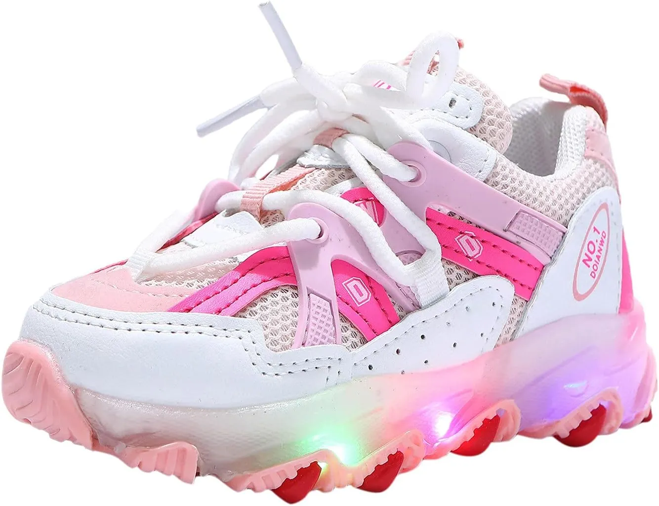 EnJoCho Toddler Girls Light Up Shoes Sneakers 1-7Years Baby Boys Letter Led Light Luminous Running Sport Boots Shoes (Pink-02#A, 3-3.5Years)