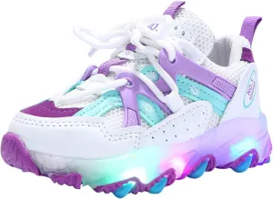 EnJoCho Toddler Girls Light Up Shoes Sneakers 1-7Years Baby Boys Letter Led Light Luminous Running Sport Boots Shoes (Purple-02#A, 4.5-5Years)