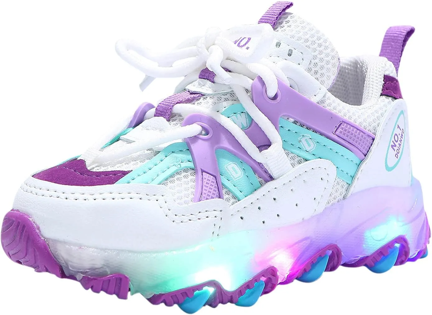 EnJoCho Toddler Girls Light Up Shoes Sneakers 1-7Years Baby Boys Letter Led Light Luminous Running Sport Boots Shoes (Purple-02#A, 4.5-5Years)
