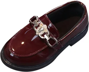 EnJoCho Toddler Single Shoes Girls Slip On Leather Shoes Loafer Rhinestone Decoration Flats School Dress Shoes for Children
