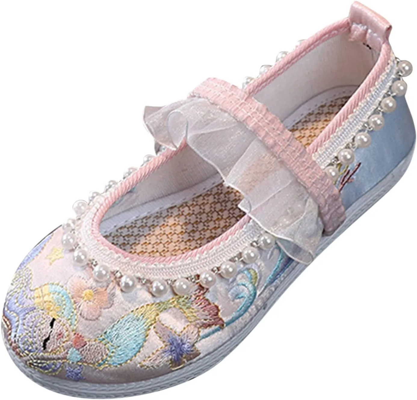 EnJoCho Toddler Summer Shoes Girls Flat Bottomed Embroidered Sandals Fashionable Antique Costume Children Performance