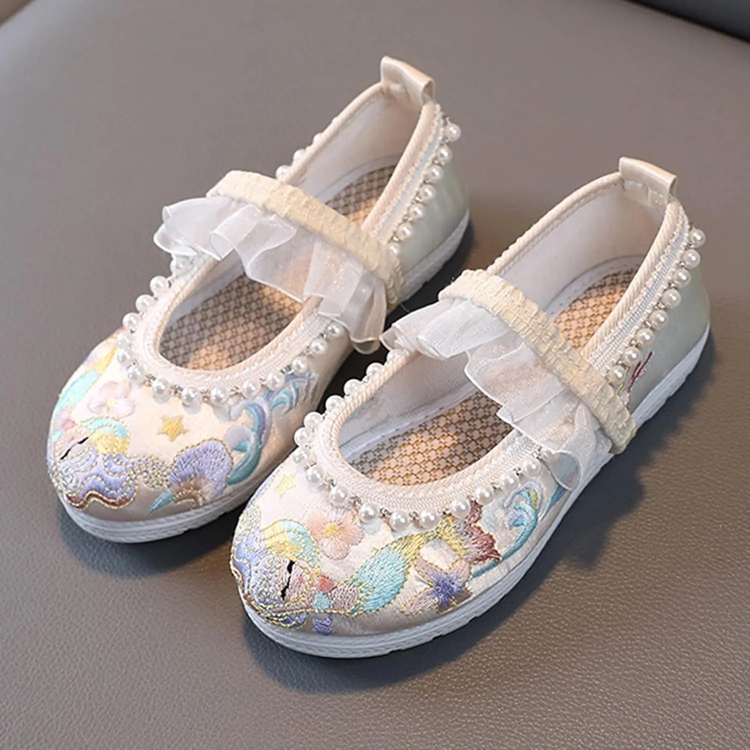 EnJoCho Toddler Summer Shoes Girls Flat Bottomed Embroidered Sandals Fashionable Antique Costume Children Performance