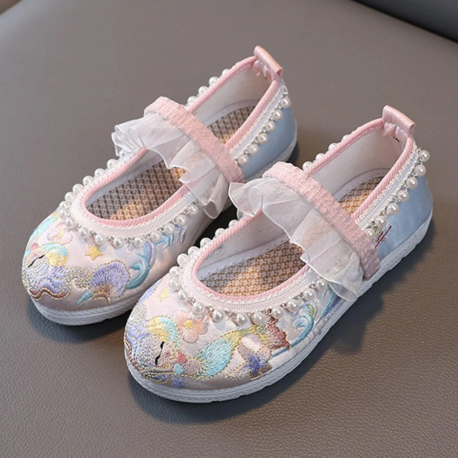 EnJoCho Toddler Summer Shoes Girls Flat Bottomed Embroidered Sandals Fashionable Antique Costume Children Performance