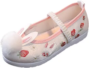 EnJoCho Toddler Summer Spring Foot Warmer Girls Flat Bottomed Embroidered Sandals Fashionable Antique Costume Children