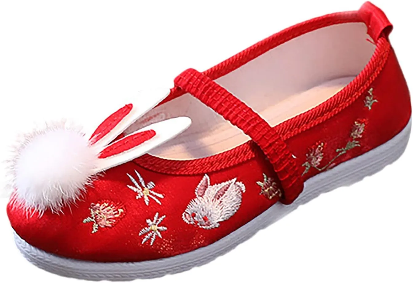 EnJoCho Toddler Summer Spring Foot Warmer Girls Flat Bottomed Embroidered Sandals Fashionable Antique Costume Children
