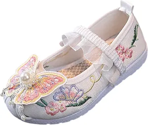 EnJoCho Toddler Summer Spring Shoes Girls Flat Bottomed Embroidered Sandals Fashionable Antique Costume Children Shoes