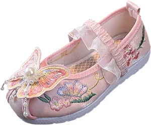 EnJoCho Toddler Summer Spring Shoes Girls Flat Bottomed Embroidered Sandals Fashionable Antique Costume Children Shoes
