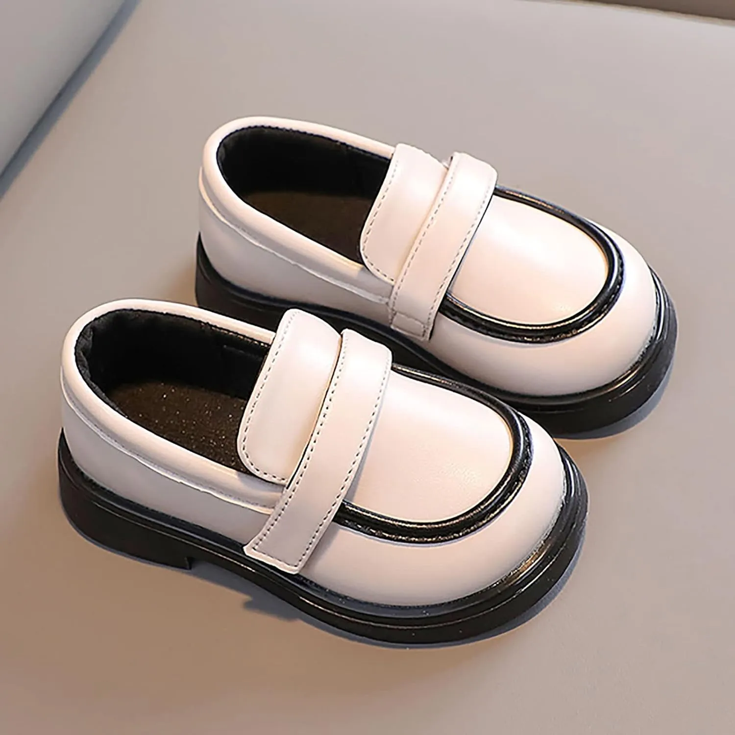 EnJoCho Toddler Wedding Shoes Toddler Boys Girls Dress Shoes PU Leather Wedding School Loafer Flats Boys Dress Shoes