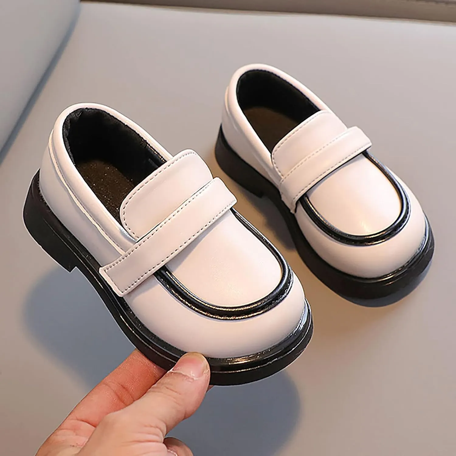EnJoCho Toddler Wedding Shoes Toddler Boys Girls Dress Shoes PU Leather Wedding School Loafer Flats Boys Dress Shoes