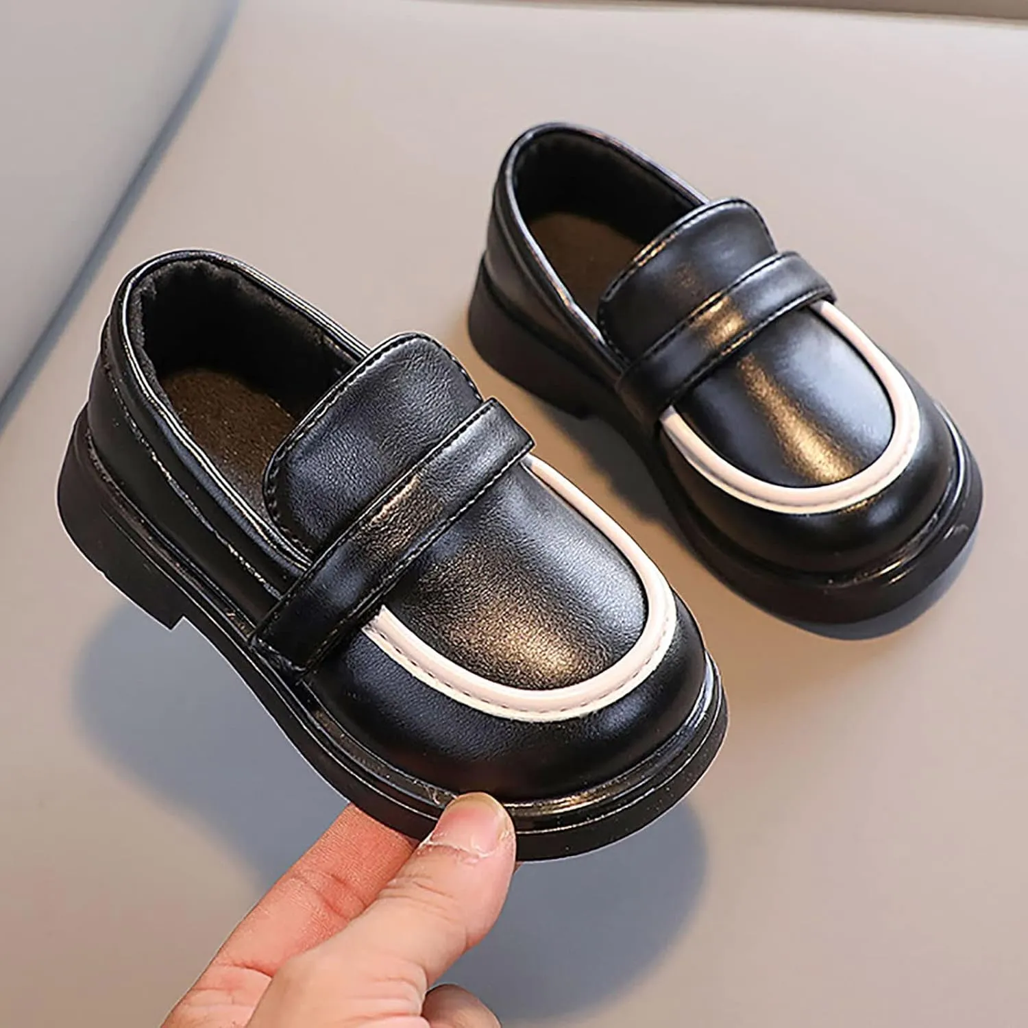EnJoCho Toddler Wedding Shoes Toddler Boys Girls Dress Shoes PU Leather Wedding School Loafer Flats Boys Dress Shoes